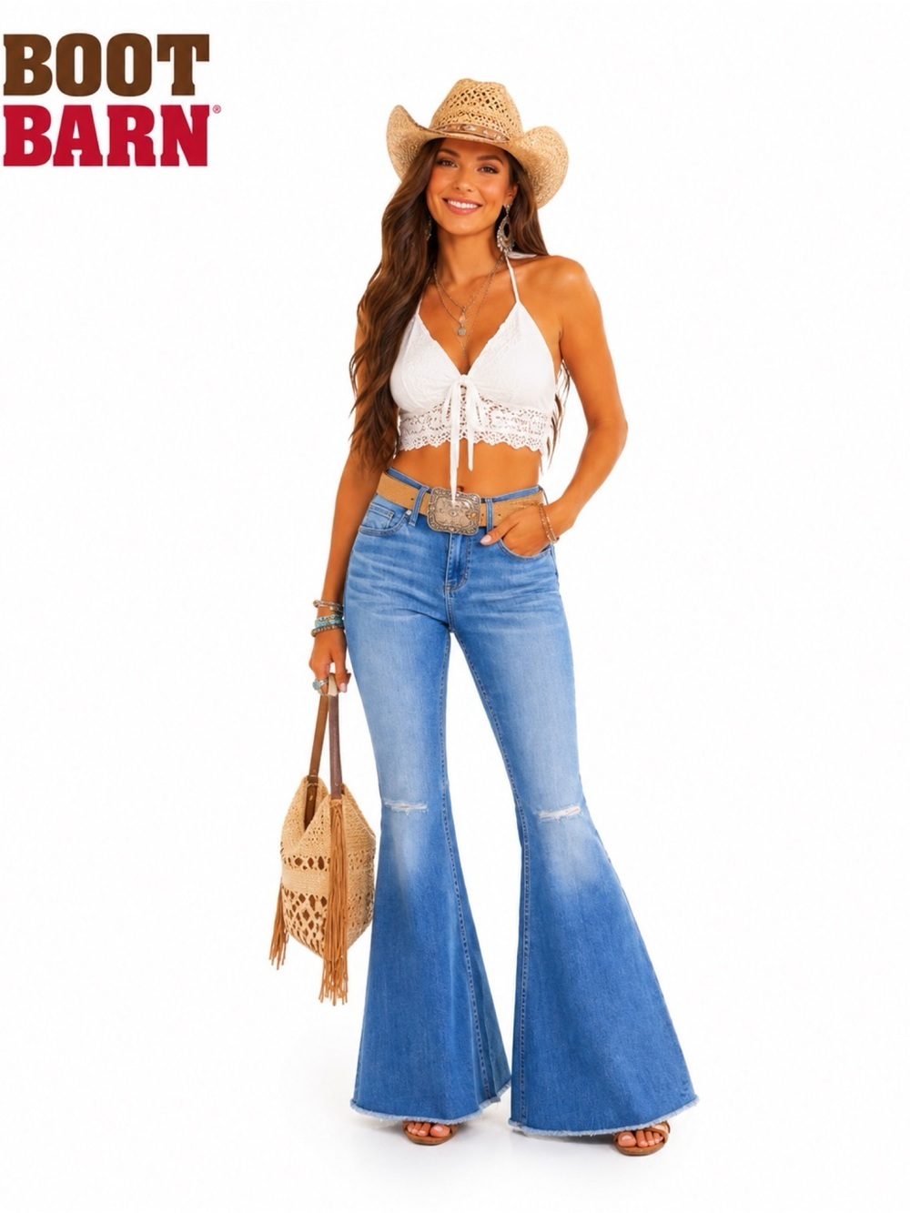 BOOT BARN Shyanne Ripped Wide Leg Flare Jeans